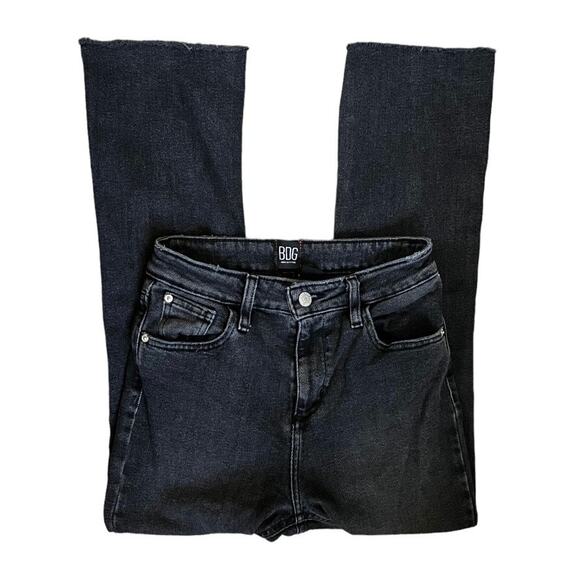 BDG High Rise Black Distressed Cropped Kick Flare Jeans Size 26 - Picture 3 of 5